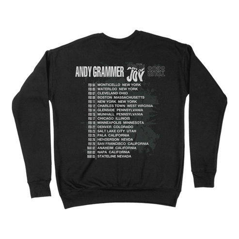 Art of joy misprinted tour black crewneck back Andy Grammer