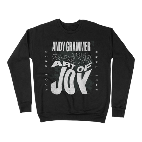 Art of joy misprinted tour black crewneck front Andy Grammer 