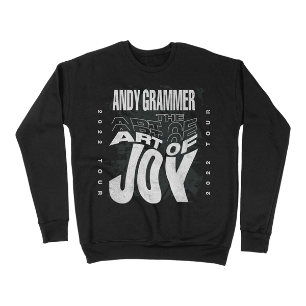 Art of joy misprinted tour black crewneck front Andy Grammer 