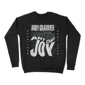 Art of joy misprinted tour black crewneck front Andy Grammer 